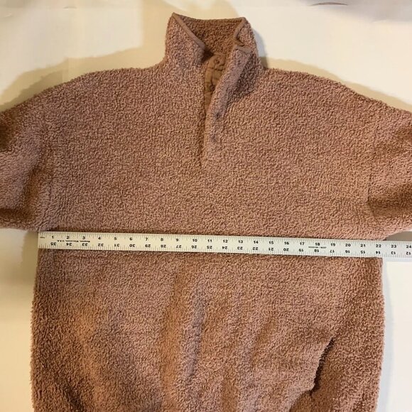 Skims Women's‎ Camel Cozy Knit Sherpa Fuzzy Pullover Snap Neck Closure Size L/XL - Picture 10 of 12